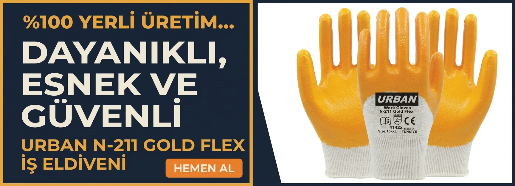 Urban Nitril Eldiven, Urban Sarı İş Eldiveni, Urban N-211 Gold Flex, Urban İş Eldivenleri