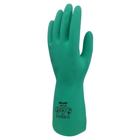 Beybi Korun Yeşil Nitril Kimyasal Eldiven 38Cm